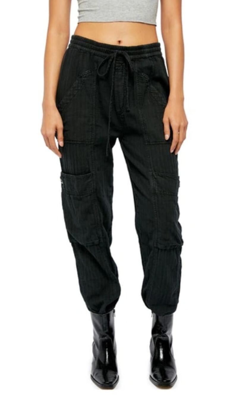 Free people Washed Black Feelin Good Utility Pants